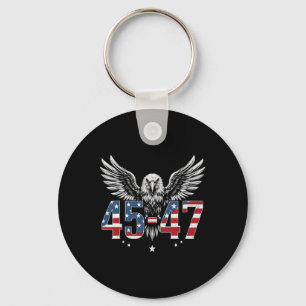 Trump 2024 President 45 And 47 American Flag Trump Key Ring