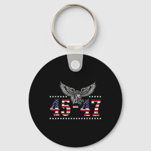 Trump 2024 President 45 And 47 American Flag Trump Key Ring