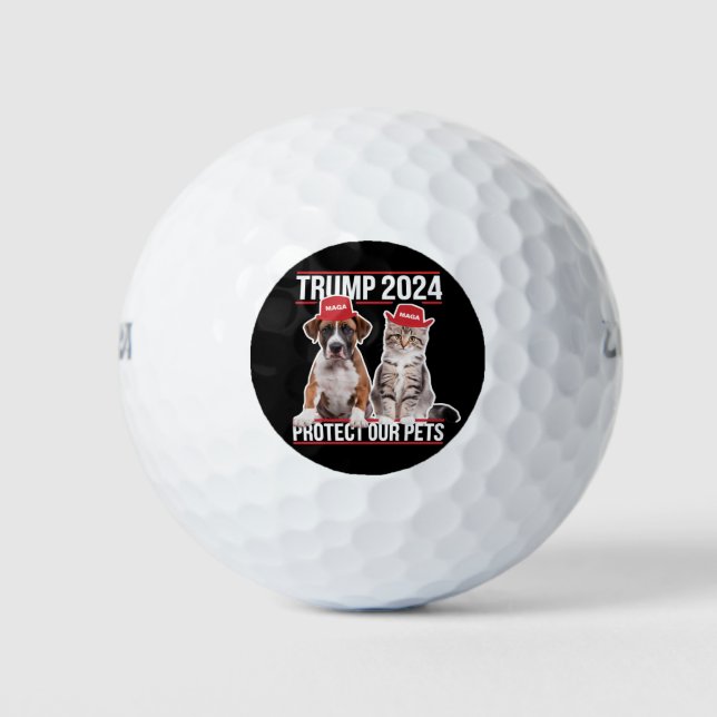 Trump 2024 Protect Our Pets Cat Dogs MAGA Golf Balls (Front)