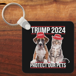 Trump 2024 Protect Our Pets Cat Dogs MAGA Key Ring