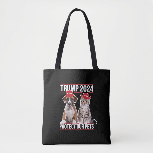 Trump 2024 Protect Our Pets Cat Dogs MAGA Tote Bag (Front)