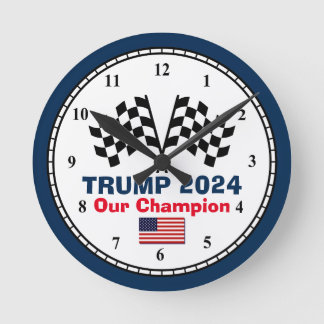 Trump 2024 Race Flags Round Clock