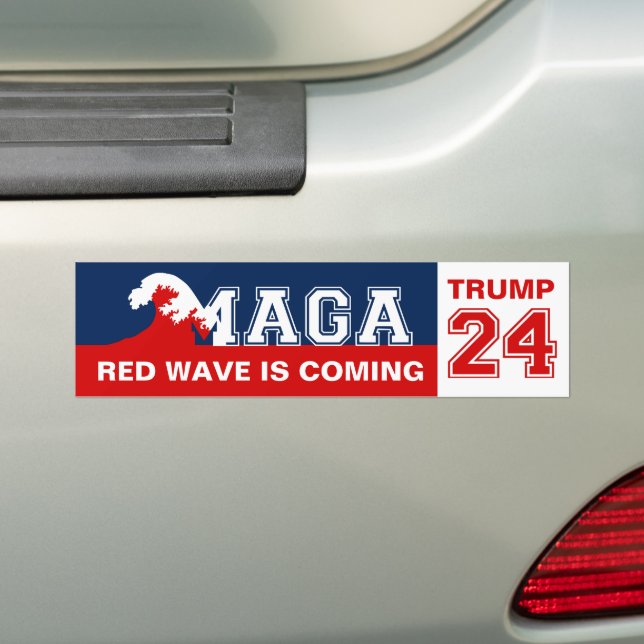 TRUMP 2024 Red Wave Bumper Sticker (On Car)