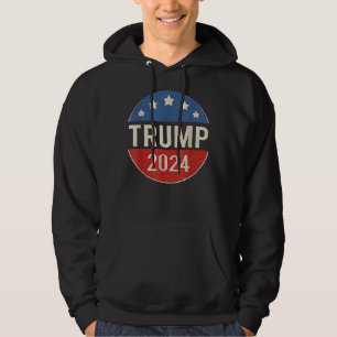 Trump 2024 Retro Campaign Button Re Elect Presiden Hoodie