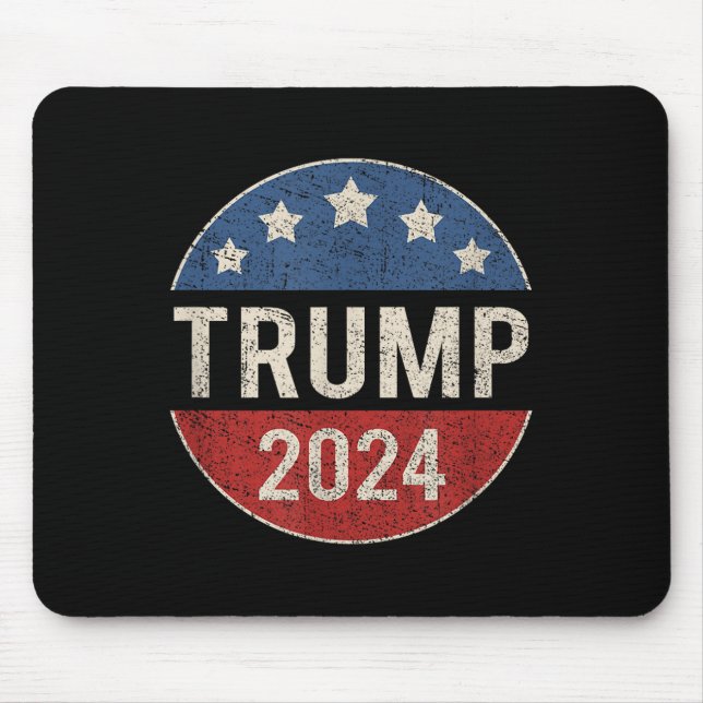 Trump 2024 Retro Campaign Button Re Elect Presiden Mouse Pad (Front)
