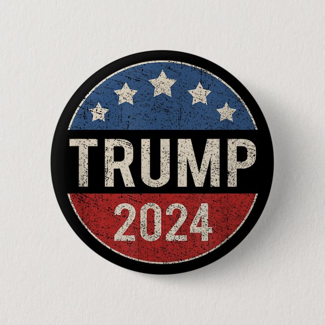 Trump 2024 Retro Campaign Re Elect President Trump 6 Cm Round Badge (Front)