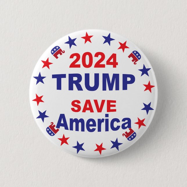 TRUMP 2024 SAVE AMERICA 6 CM ROUND BADGE (Front)