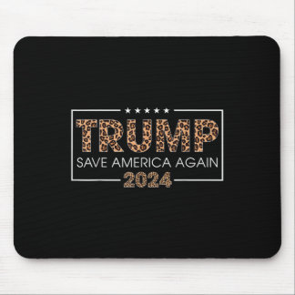 Trump 2024 Save America Again Leopard Print Gift W Mouse Pad