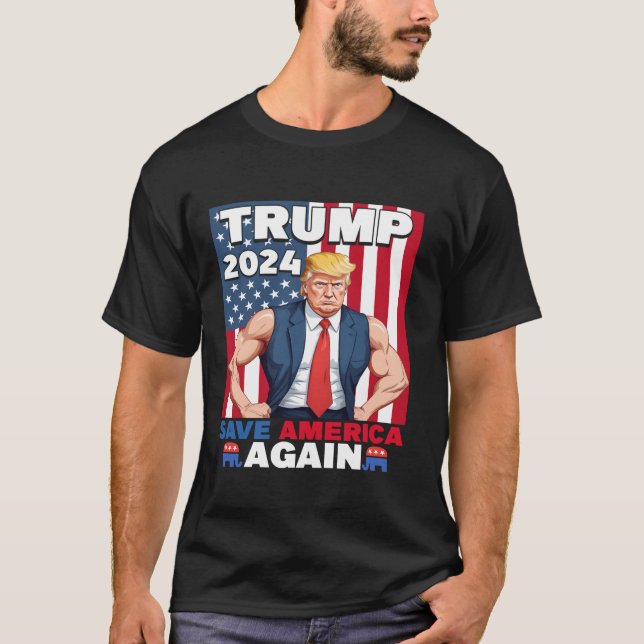 Trump 2024 Save America Again T Shirt (Front)