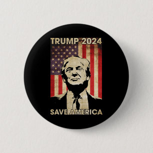 Trump 2024 Save America American Flag Election Gif 6 Cm Round Badge