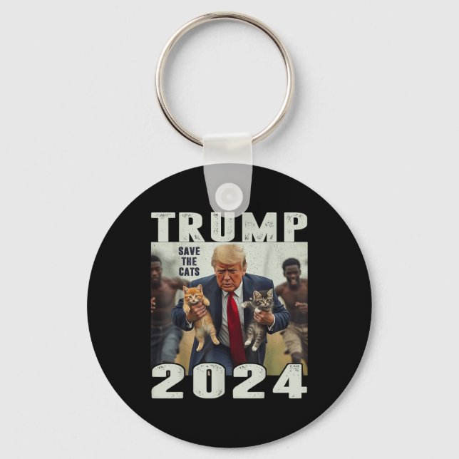 Trump 2024 Save The Cats Saying Debate  Key Ring (Front)