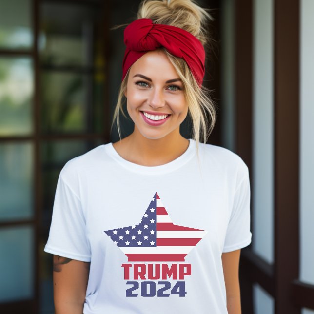 Trump 2024 Stars and Stripes American Flag Star T-Shirt (Creator Uploaded)