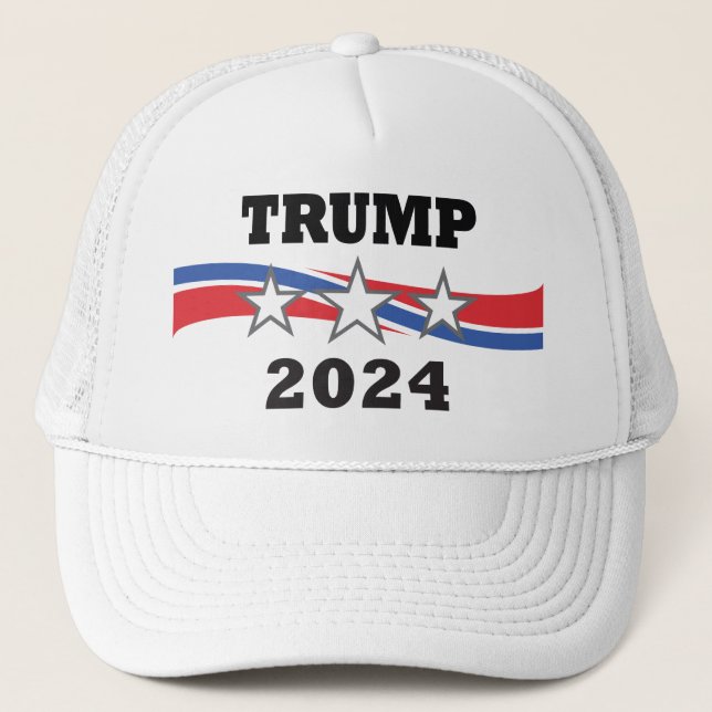 Trump 2024 Stars & Stripes Victory Campaign Trucker Hat (Front)