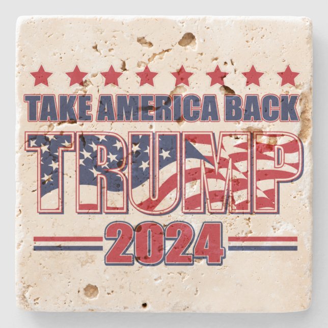 Trump 2024 Take Ameria Back Stone Coaster (Front)