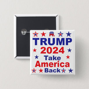 TRUMP 2024 Take America Back 15 Cm Square Badge