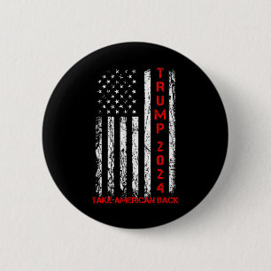 Trump 2024 Take America Back Election Patriotic Fl 6 Cm Round Badge