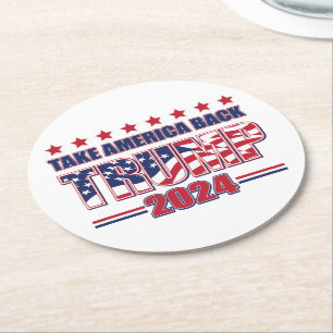 Trump 2024 Take America Back Round Paper Coaster