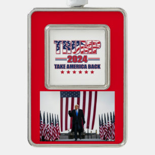Trump 2024 Take America Back Silver Plated Framed Ornament