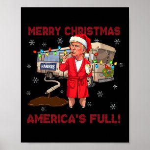 Trump 2024 Ugly Sweater Merry Christmas America's Poster