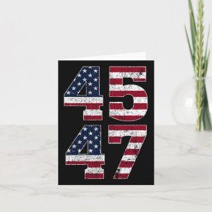 Trump 2024 Vintage 45 47 Stand With American Flag Card