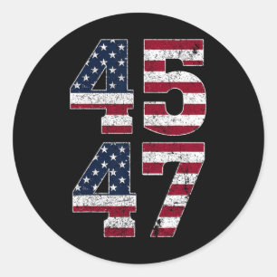 Trump 2024 Vintage 45 47 Stand With American Flag Classic Round Sticker