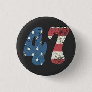 Trump 2024 Vintage Patriotic American Flag 47 3 Cm Round Badge