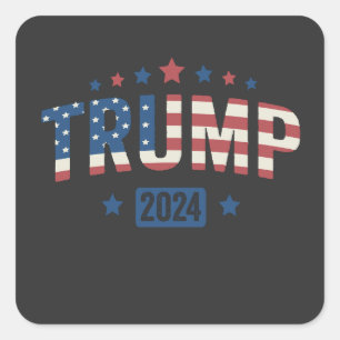 Trump 2024 Vintage Patriotic American Flag Gift  Square Sticker
