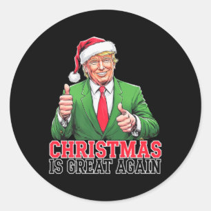 Trump 2024 Vintage Santa Christmas Daddys Home Xma Classic Round Sticker