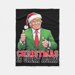 Trump 2024 Vintage Santa Christmas Daddys Home Xma Fleece Blanket