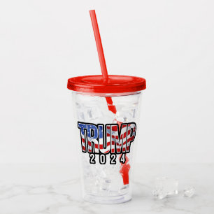 Trump 2024 Waving Flag Acrylic Tumbler