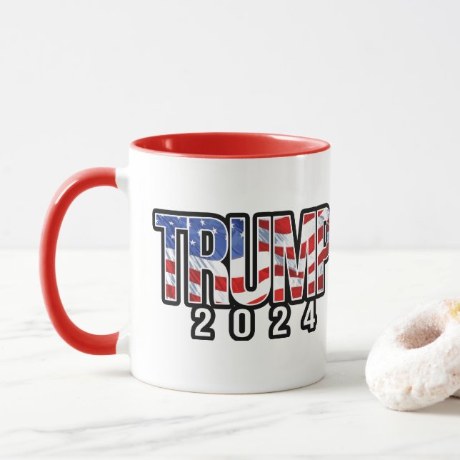 Trump 2024 Waving Flag Mug (With Donut)