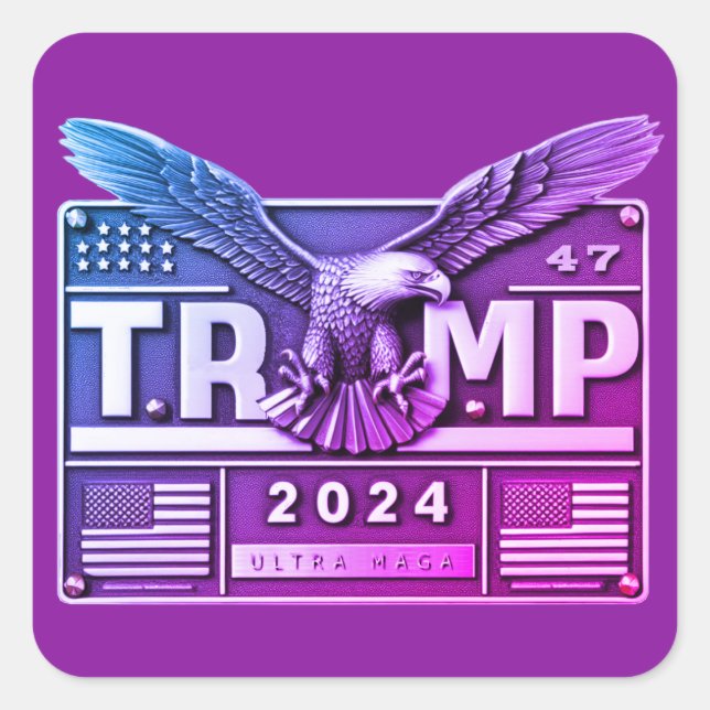TRUMP 2024 with an Eagle Square Sticker (Front)