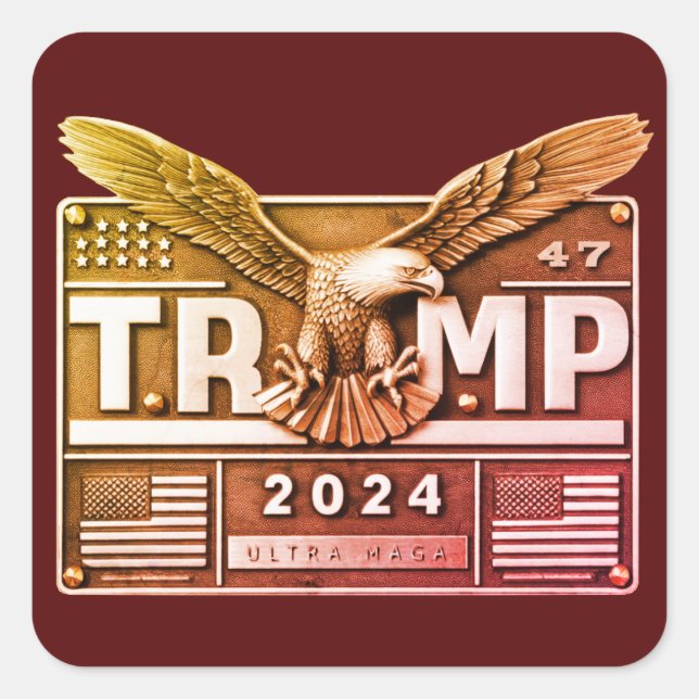 TRUMP 2024 with an Eagle Square Sticker (Front)