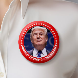 Trump 2024 with Photo and red border 6 Cm Round Badge