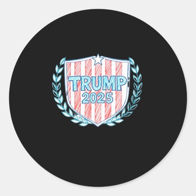 Trump 2025 4  classic round sticker (Front)