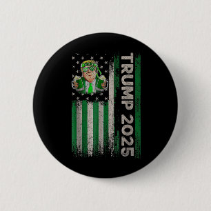 Trump 2025 American Flag Vintage St. Patricks Day  6 Cm Round Badge