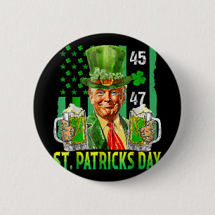 Trump 2025 American Flag Vintage St. Patricks Day 6 Cm Round Badge