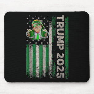 Trump 2025 American Flag Vintage St. Patricks Day  Mouse Pad