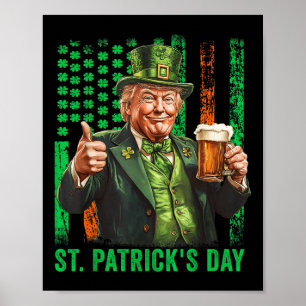Trump 2025 American Flag Vintage St. Patricks Day Poster