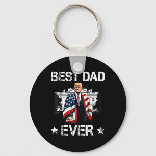 Trump 2025 Best Dad Ever American Flag Patriotic F Key Ring