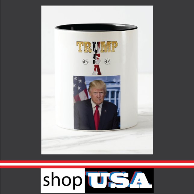 Trump 2025 Gold Portrait Mug ☕ USA 45 47  (Creator Uploaded)