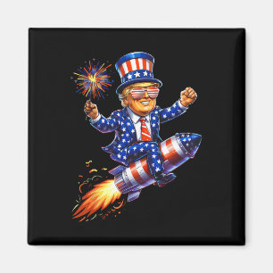 Trump 2025 Happy 4th Of July Trump American Flag F Magnet