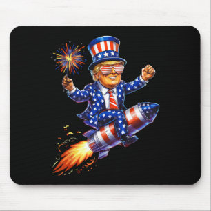 Trump 2025 Happy 4th Of July Trump American Flag F Mouse Pad