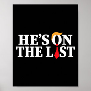 Trump 2025 He's On The List Funny Sarcastic Politi Poster