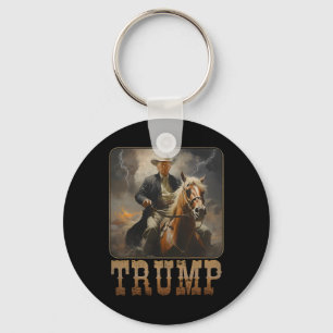 Trump 2025 President Cowboy Riding Horse Western U Key Ring