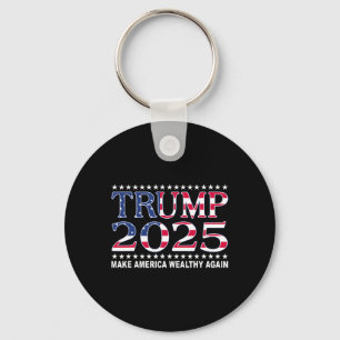 Trump 2025 Usa Flag Make America Wealthy Again  Key Ring