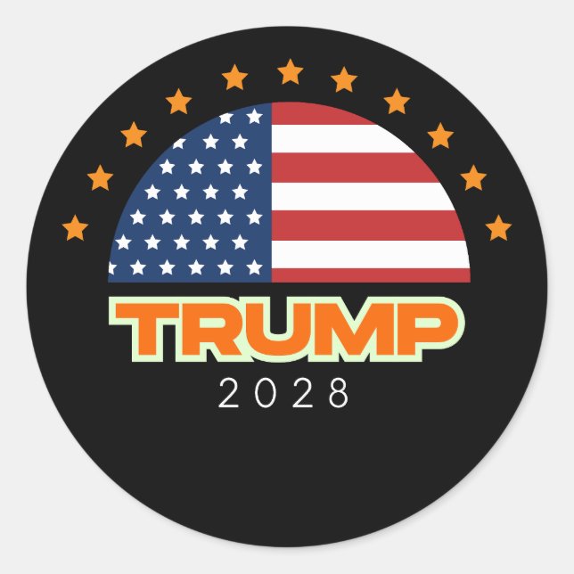 Trump 2028 American Flag Bold Classic Round Sticker (Front)