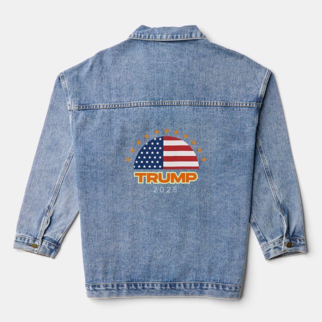 Trump 2028 American Flag Bold Denim Jacket (Back)