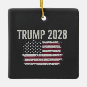 Trump 2028 American Flag Election President Ceramic Ornament