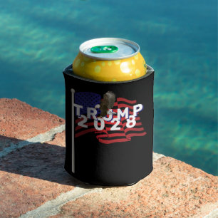 Trump 2028 Flag and Bald Eagle Can Cooler